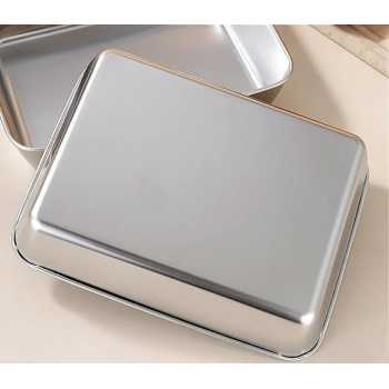 Eggy Loyang Nampan Tray Grill Pan Oven Baking Stainless Steel 430 26x20x5cm - EG36 Gambar produk Eggy Loyang Nampan Tray Grill Pan Oven Baking Stainless Steel 430 26x20x5cm - EG36