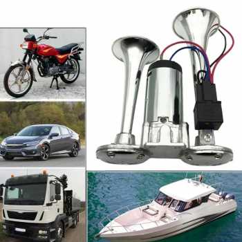 Gambar produk HX Klakson Terompet Truk Mobil Double Tube Horn Zinc Alloy 300dB 24V - H2