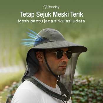 Gambar produk Rhodey Topi Rimba Outdoor Anti Nyamuk UV Protection Boonie Hat - UF122