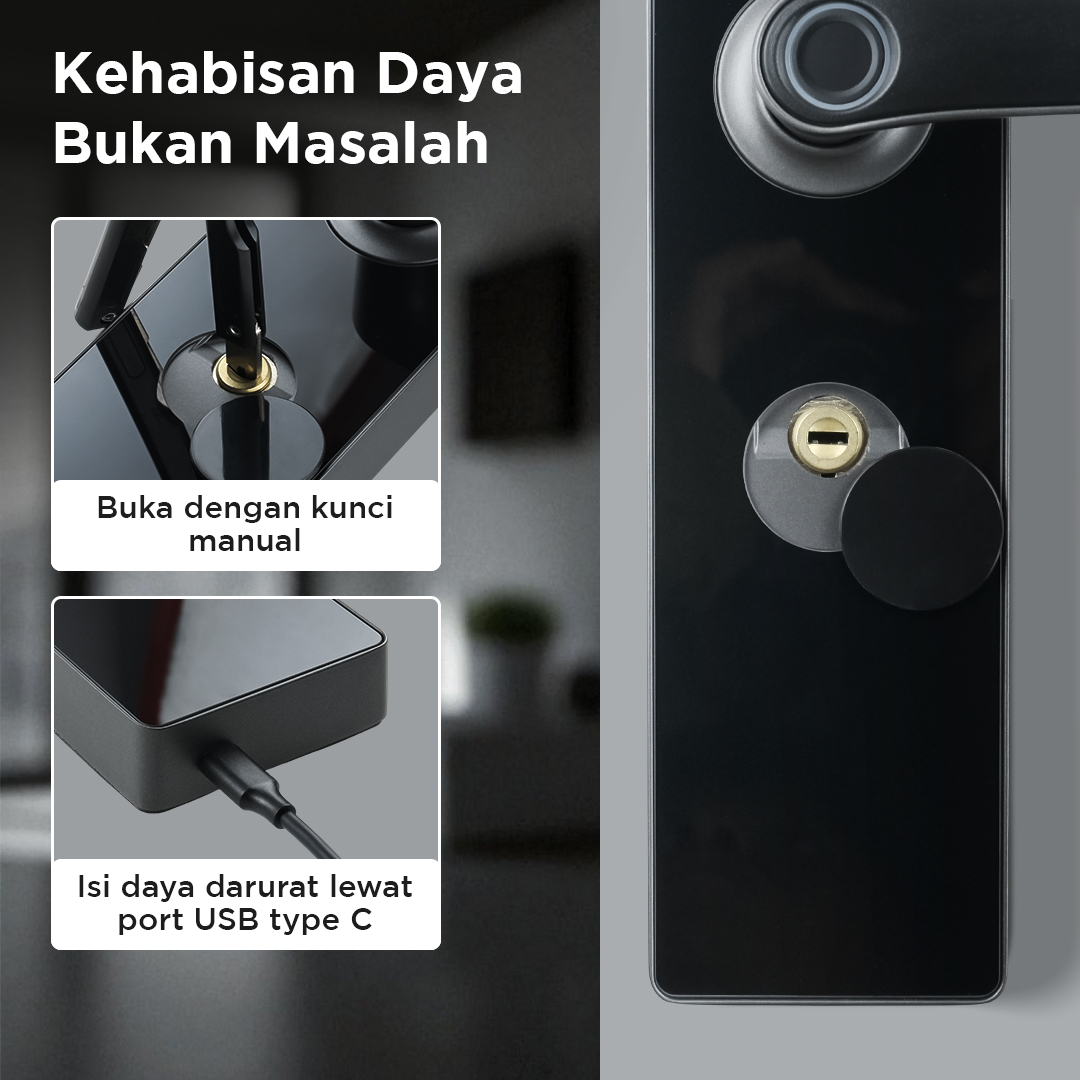 MAISUSTY Smart Door Lock Fingerprint Password WiFi Tuya - G1F Gambar produk MAISUSTY Smart Door Lock Fingerprint Password WiFi Tuya - G1F