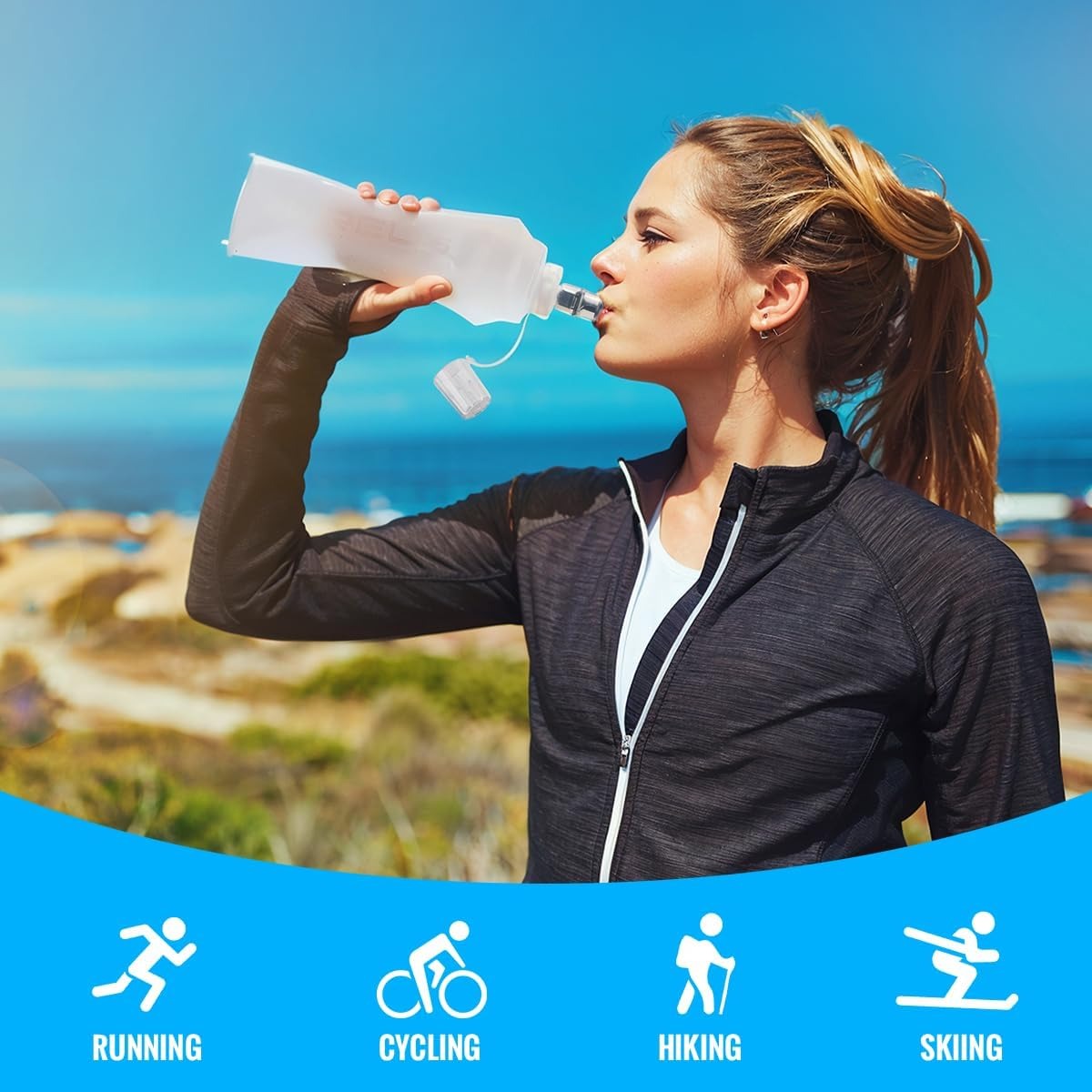 Gambar produk TaffSPORT Botol Minum Lipat Soft Flask Running Water Bottle 500ml - TF-50