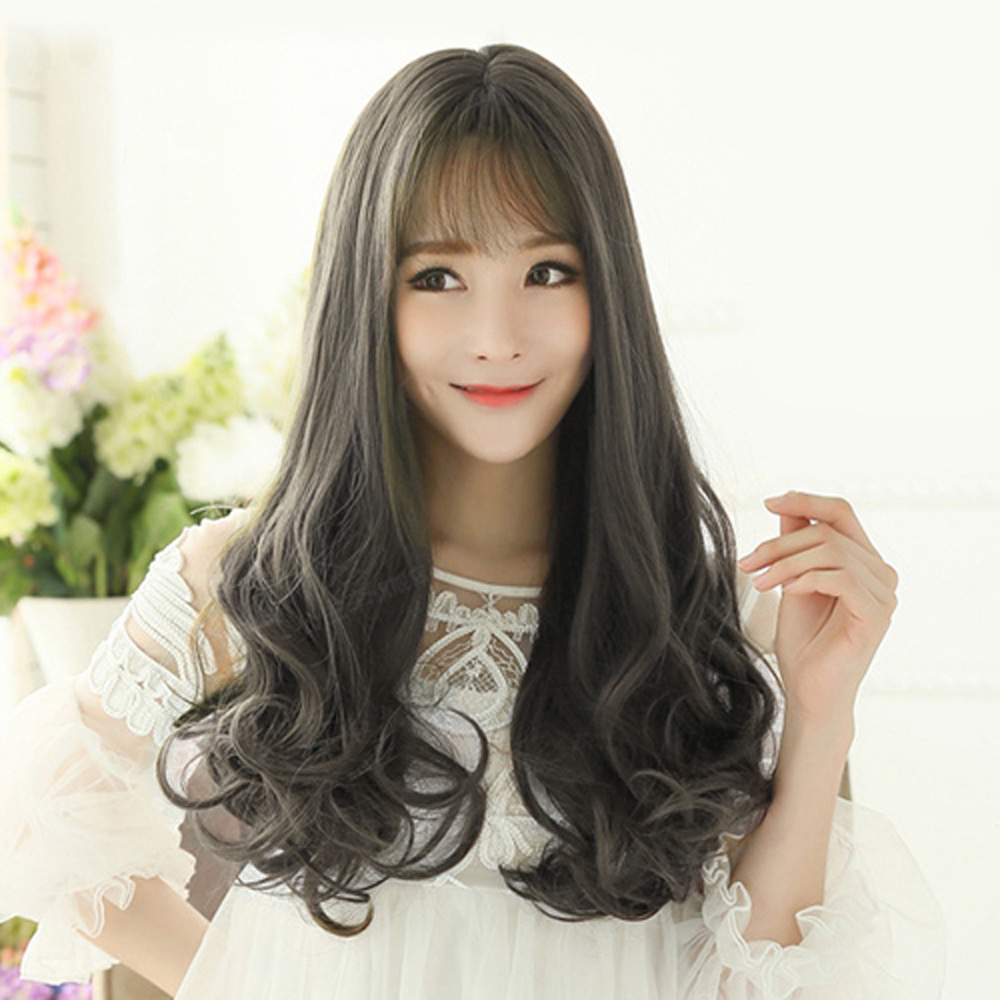 Gambar produk FYNHA Wig Rambut Palsu Panjang Bergelombang Wavy Hair Full Bangs 65cm - HB-004