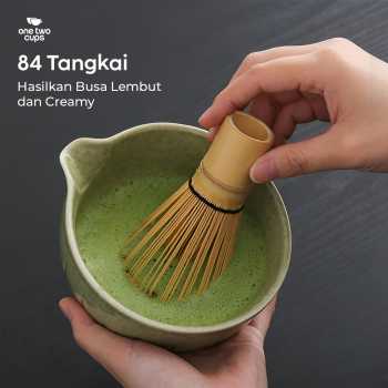 Gambar produk One Two Cups Chasen Bamboo Matcha Whisk Pengaduk Teh Jepang 84 Tangkai - FMCA