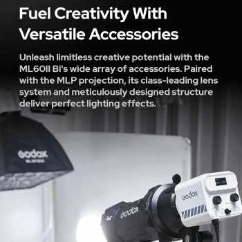 Gambar produk Godox Lampu Studio LED Fill Light Bluetooth Control 2800-6500K 70W - ML60IIBI
