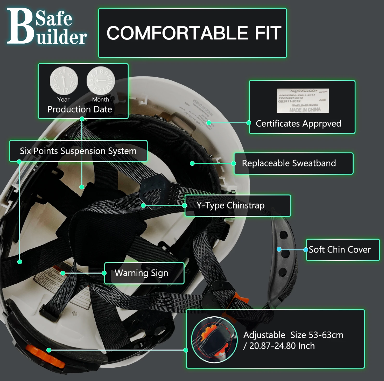 Safe Builder Helm Proyek Konstruksi K3 Safety Hard Hat Protection ABS - SF07 Gambar produk Safe Builder Helm Proyek Konstruksi K3 Safety Hard Hat Protection ABS - SF07