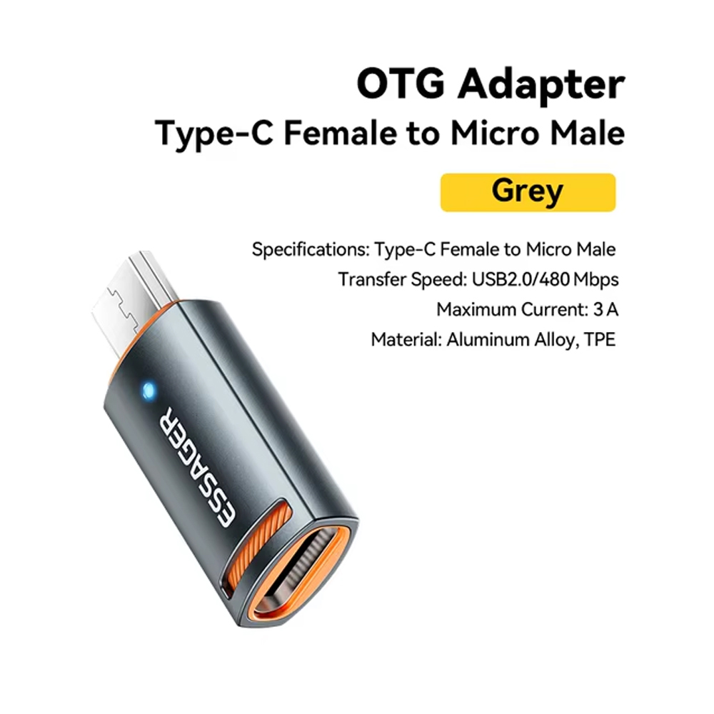 Gambar produk ESSAGER OTG Type C to Micro USB Adapter Converter Fast Charging 3A - EZJCM-LK0G-P