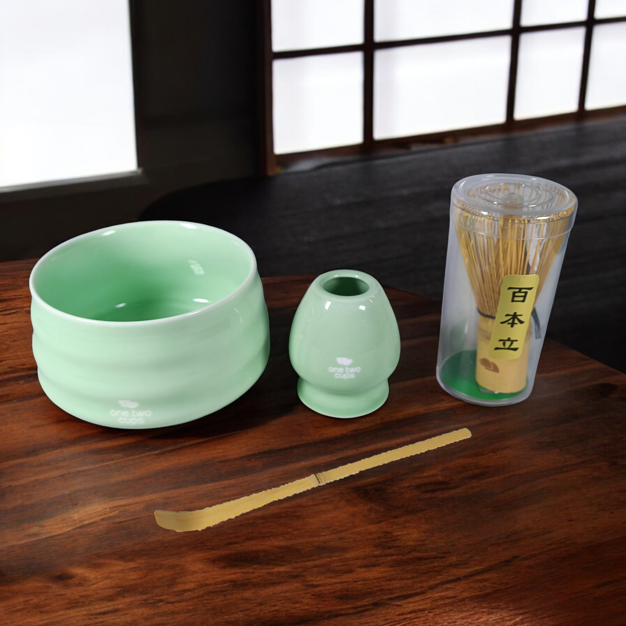 Gambar produk One Two Cups Matcha Set Kit Chawan Chasen Stand Chashaku 4 PCS - NA-1451