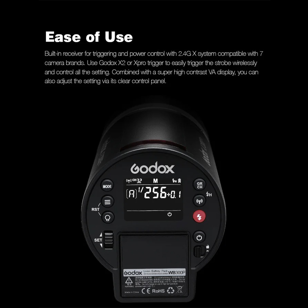 Gambar produk Godox Flash Camera Wireless 2.4GHz TTL 3in1 Color 2600mAh 300Ws - AD300Pro