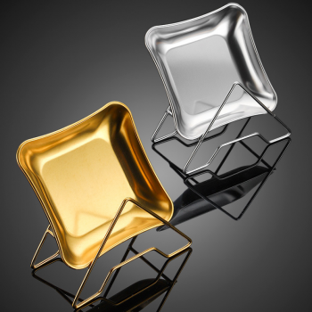 Gambar produk Aihogard Piring Makan Stainless Steel Square Korean Style 13cm - AG130