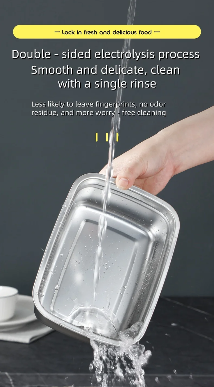 Gambar produk TaffHOME Kotak Makan Anti Tumpah Lunch Bento Box Stainless Steel 410 1200ml - KT274