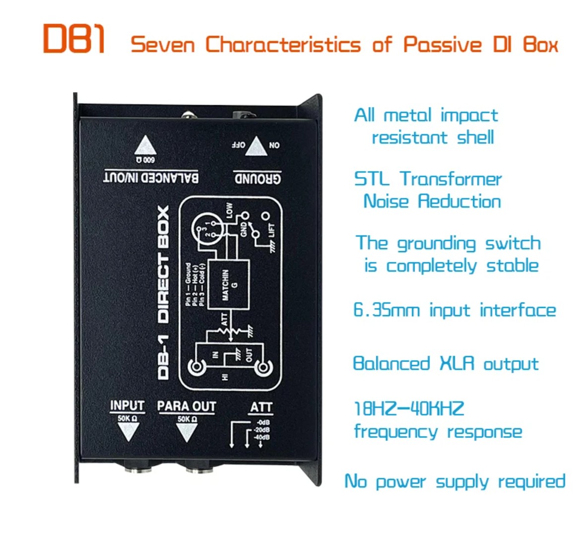 YOUHA Passive Direct Box Single Channel Injection Audio Box XLR TRS - DIBOX001 Gambar produk YOUHA Passive Direct Box Single Channel Injection Audio Box XLR TRS - DIBOX001