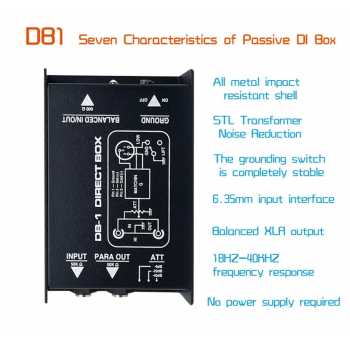 YOUHA Passive Direct Box Single Channel Injection Audio Box XLR TRS - DIBOX001 Gambar produk YOUHA Passive Direct Box Single Channel Injection Audio Box XLR TRS - DIBOX001