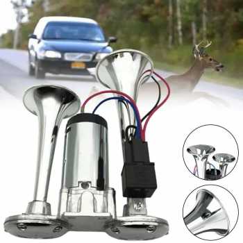 Gambar produk HX Klakson Terompet Truk Mobil Double Tube Horn Zinc Alloy 300dB 24V - H2