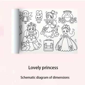 Gambar produk Dehaiyun Kertas Mewarnai Tempel Dinding Drawing Paper Roll 3M Lovely Princess - HB30