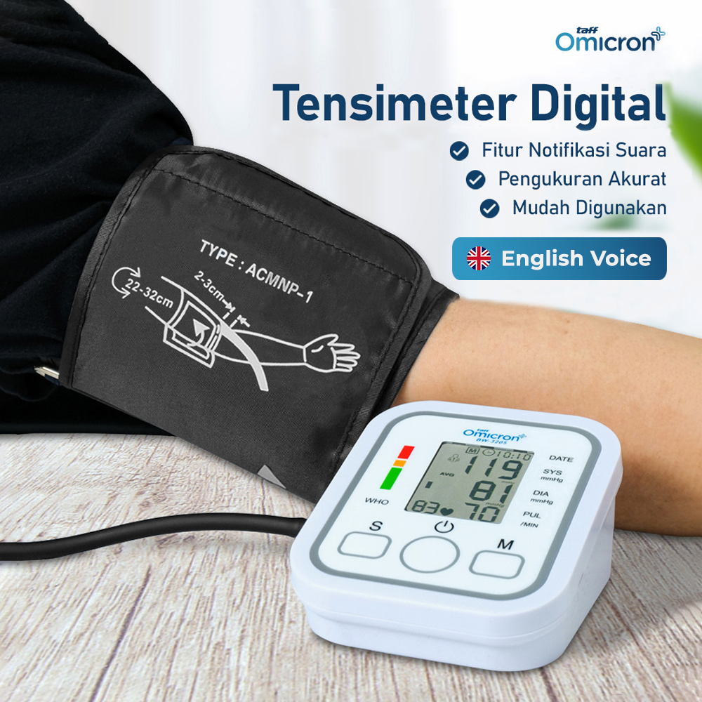 Gambar produk TaffOmicron Tensimeter Digital Pengukur Tekanan Darah English Voice - BW-3205