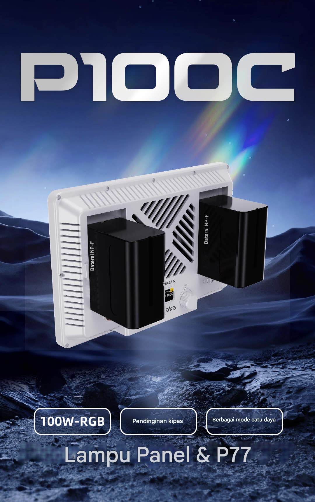 Gambar produk LIYADI Lampu Fotografi LED Portabel RGB Panel Light 100W 9900K - P100C Kit