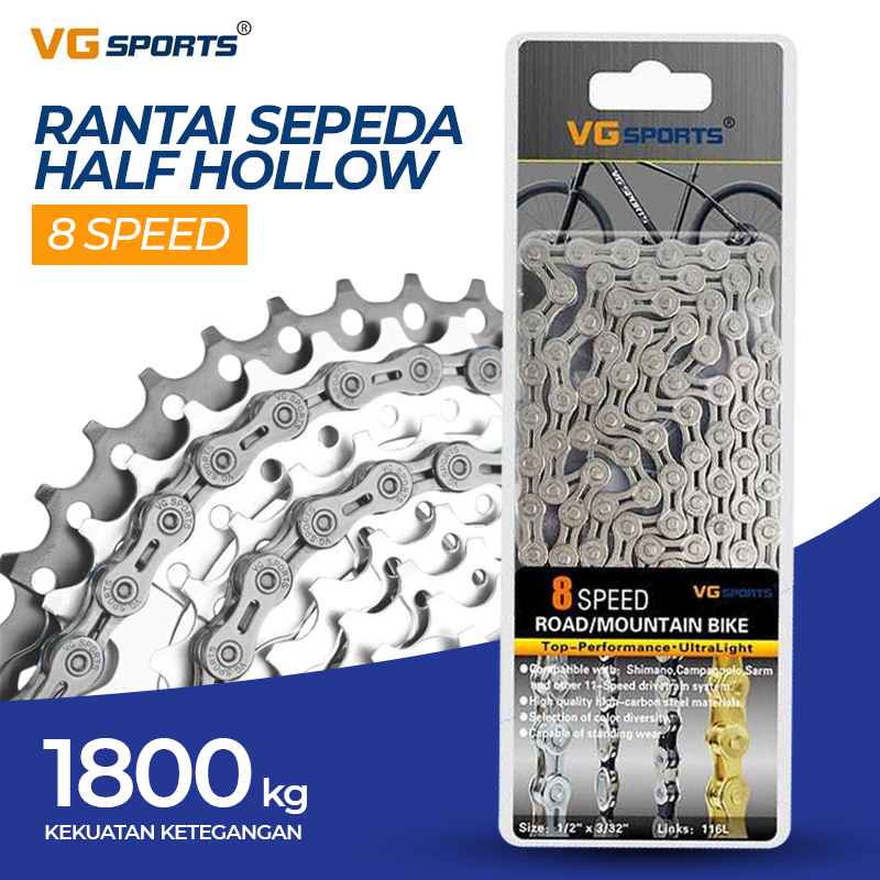 Gambar produk VG Sports Rantai Sepeda Bicycle Chain Half Hollow Speed 8 - VGS