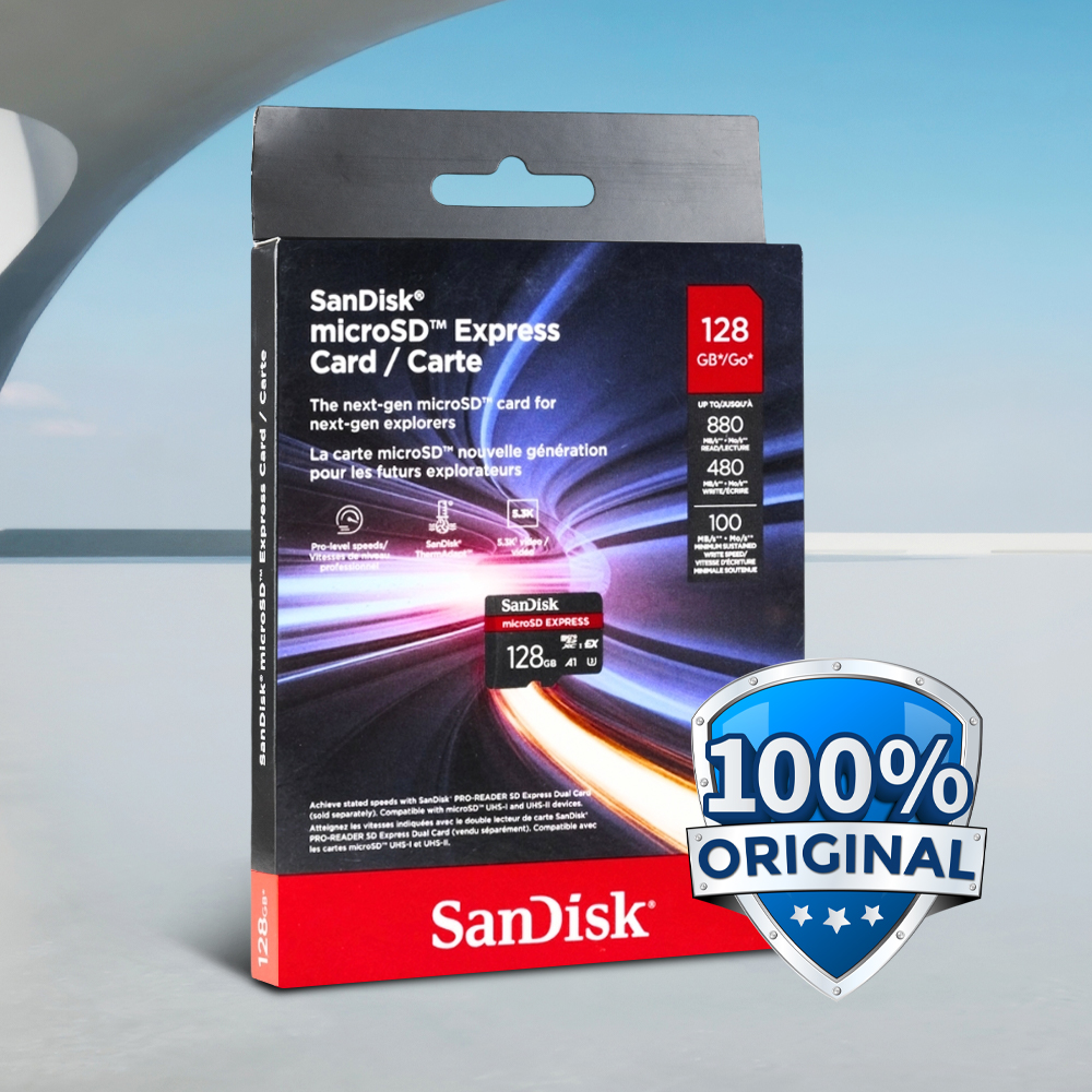 SanDisk microSD Express UHS-I Class 10 U3 880MB/s 128GB - SDSQXFN Gambar produk SanDisk microSD Express UHS-I Class 10 U3 880MB/s 128GB - SDSQXFN