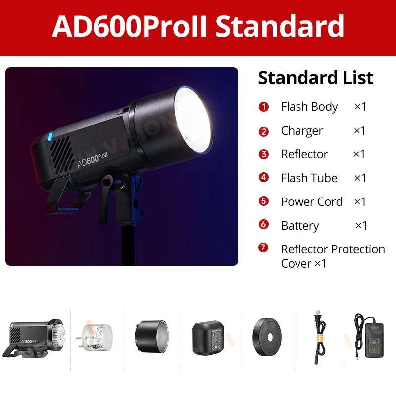 Gambar produk Godox Flash Camera Wireless 2.4GHz TTL 3in1 Color 2600mAh 600W - AD600ProII