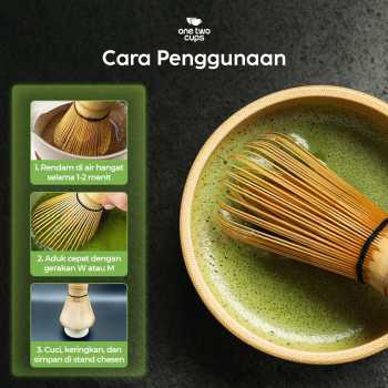Gambar produk One Two Cups Chasen Bamboo Matcha Whisk Pengaduk Teh Jepang 84 Tangkai - FMCA