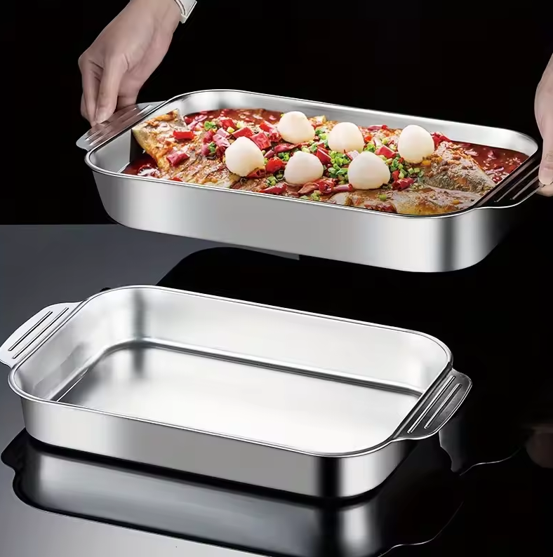 NLSLASI Loyang Nampan Tray Bakeware Grill Pan Magnetic Stainless 410 37x22x5cm - NL31 Gambar produk NLSLASI Loyang Nampan Tray Bakeware Grill Pan Magnetic Stainless 410 37x22x5cm - NL31