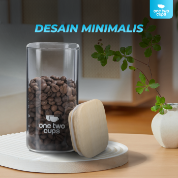 Gambar produk One Two Cups Toples Kaca Penyimpanan Makanan Kedap Udara Storage Jar 350ml - HC1019