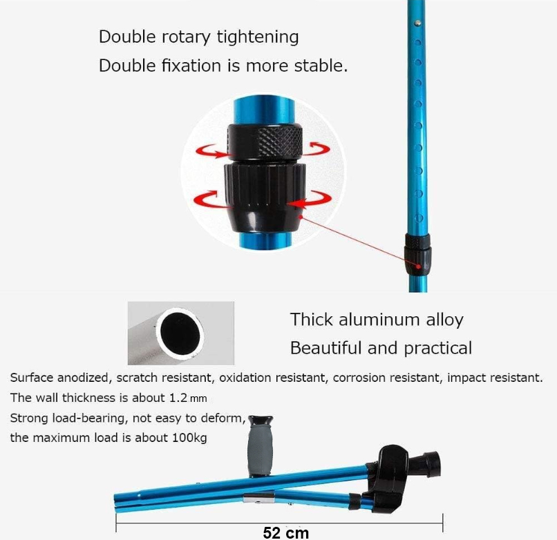 LUYANG Tongkat Jalan F Lipat Walking Stick Crutch Foldable Adjustable - GT923L-A Gambar produk LUYANG Tongkat Jalan F Lipat Walking Stick Crutch Foldable Adjustable - GT923L-A