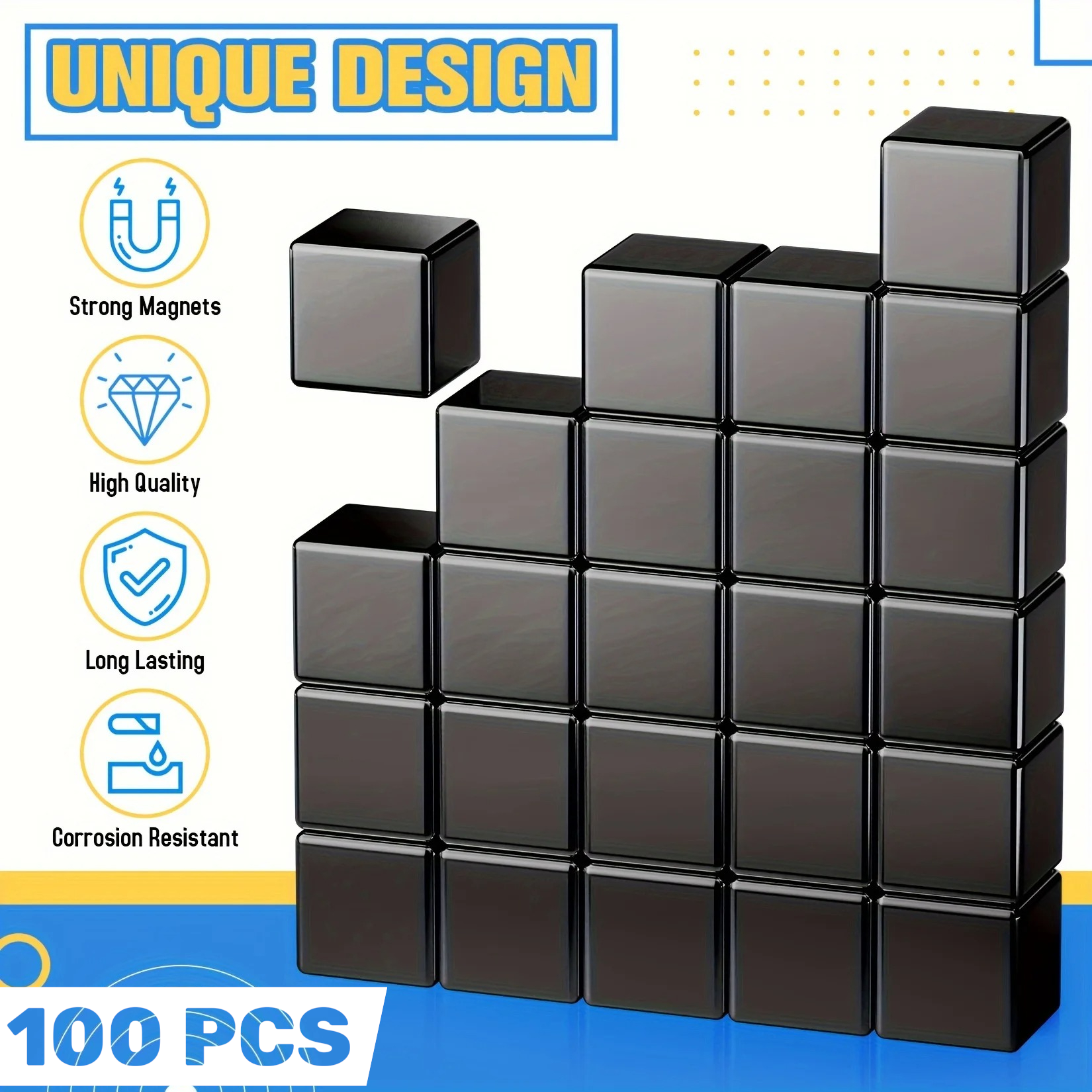 NEOTRA Strong Neodymium Magnet Cube NdFeB N25 5x5x5mm 100 PCS - F0009123 Gambar produk NEOTRA Strong Neodymium Magnet Cube NdFeB N25 5x5x5mm 100 PCS - F0009123