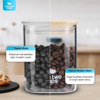 Gambar produk One Two Cups Toples Kaca Penyimpanan Makanan Kedap Udara Storage Jar 230ml - HC1019