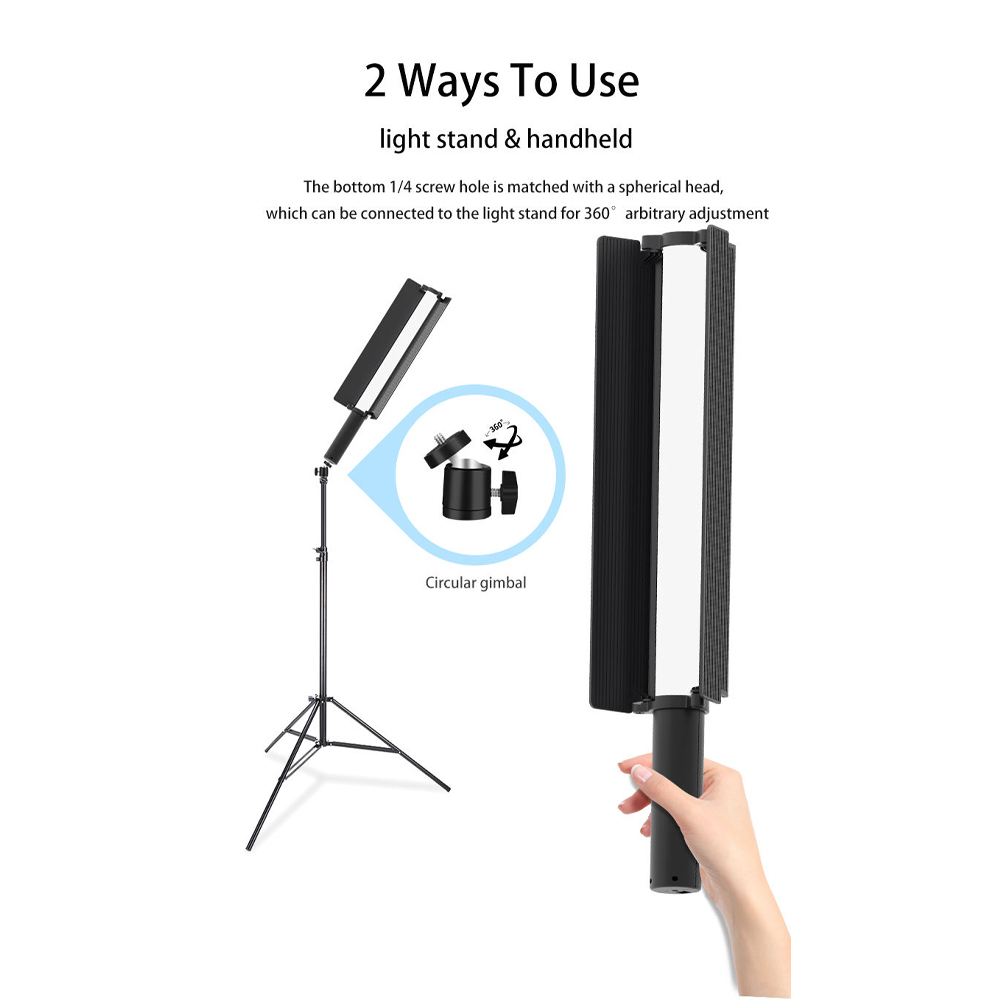 Gambar produk LIYADI Lampu Studio Tube Light RGBW 24 Mode OLED Display 5200mAh 24W - LP600 PRO