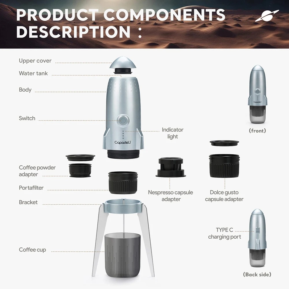 Gambar produk iCafilas Capadeli Nanopresso Coffee Maker Portable 3in1 7800mAh 19 Bar - ME2409