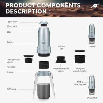 Gambar produk iCafilas Capadeli Nanopresso Coffee Maker Portable 3in1 7800mAh 19 Bar - ME2409
