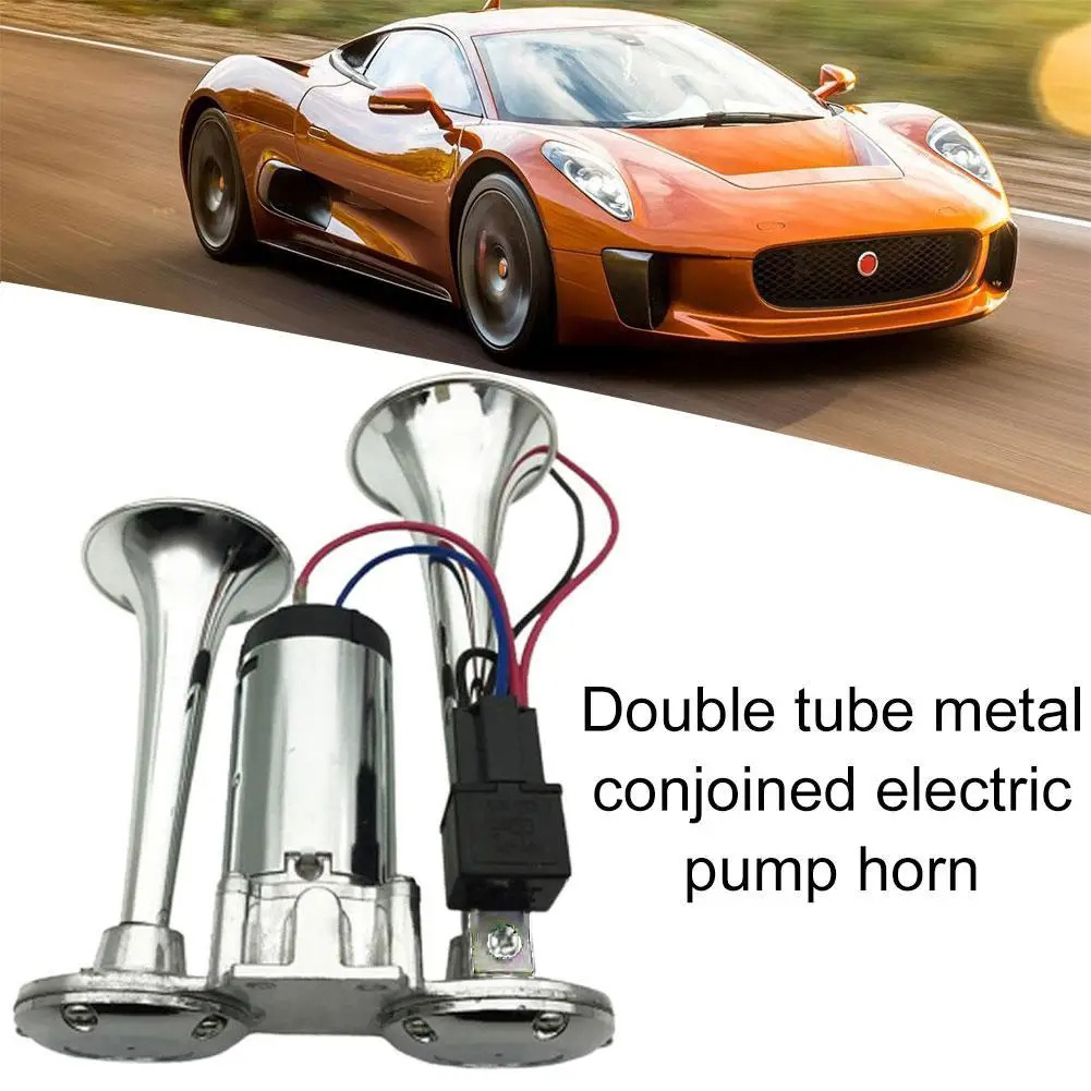 Gambar produk HX Klakson Terompet Truk Mobil Double Tube Horn Zinc Alloy 300dB 24V - H2