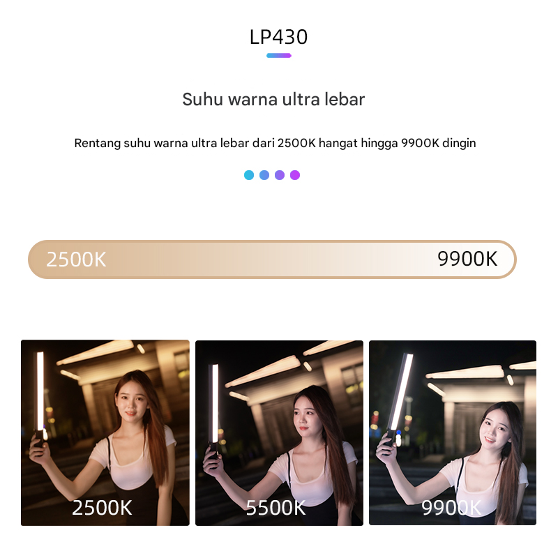 Gambar produk LIYADI Lampu Fotografi LED Portabel RGB Tube Light 10W 9900K - LP430 PRO