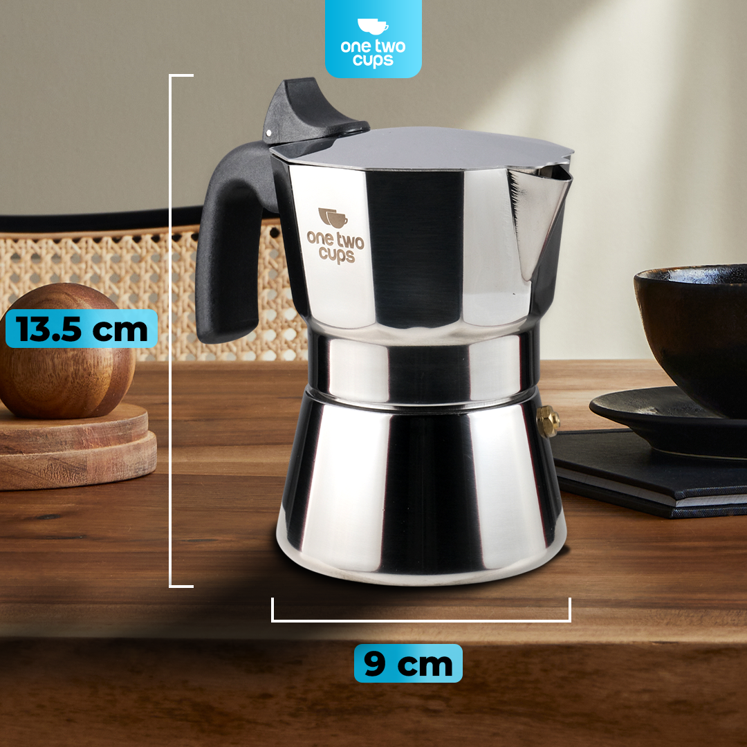 Gambar produk One Two Cups Moka Pot Italian Espresso Coffee Maker Stainless Steel 150ml - W-767