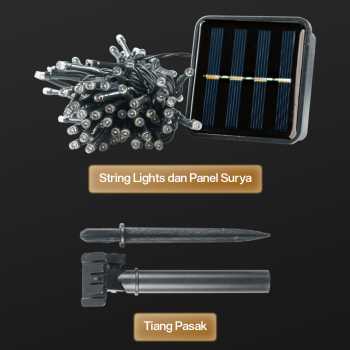 Gambar produk Leclstar Lampu Hias String Lights Dekorasi Taman Solar 12M 100LED - S-04