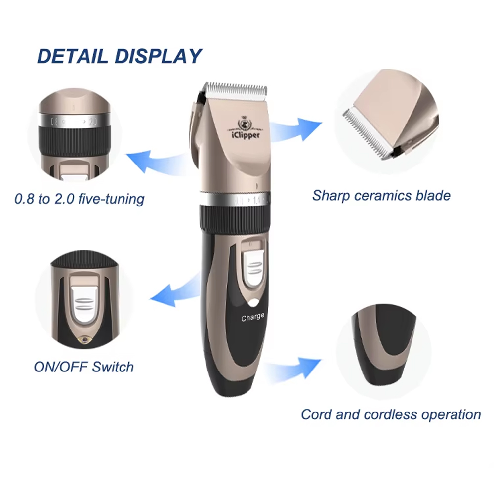 iClipper Alat Cukur Bulu Hewan Anjing Kucing Domba 8200RPM 600mAh - 938 Gambar produk iClipper Alat Cukur Bulu Hewan Anjing Kucing Domba 8200RPM 600mAh - 938