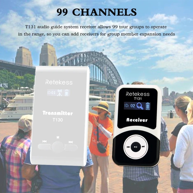 RETEKESS Audio Tour Guide Wireless Receiver 600mAh with Earphone - T131 Gambar produk RETEKESS Audio Tour Guide Wireless Receiver 600mAh with Earphone - T131