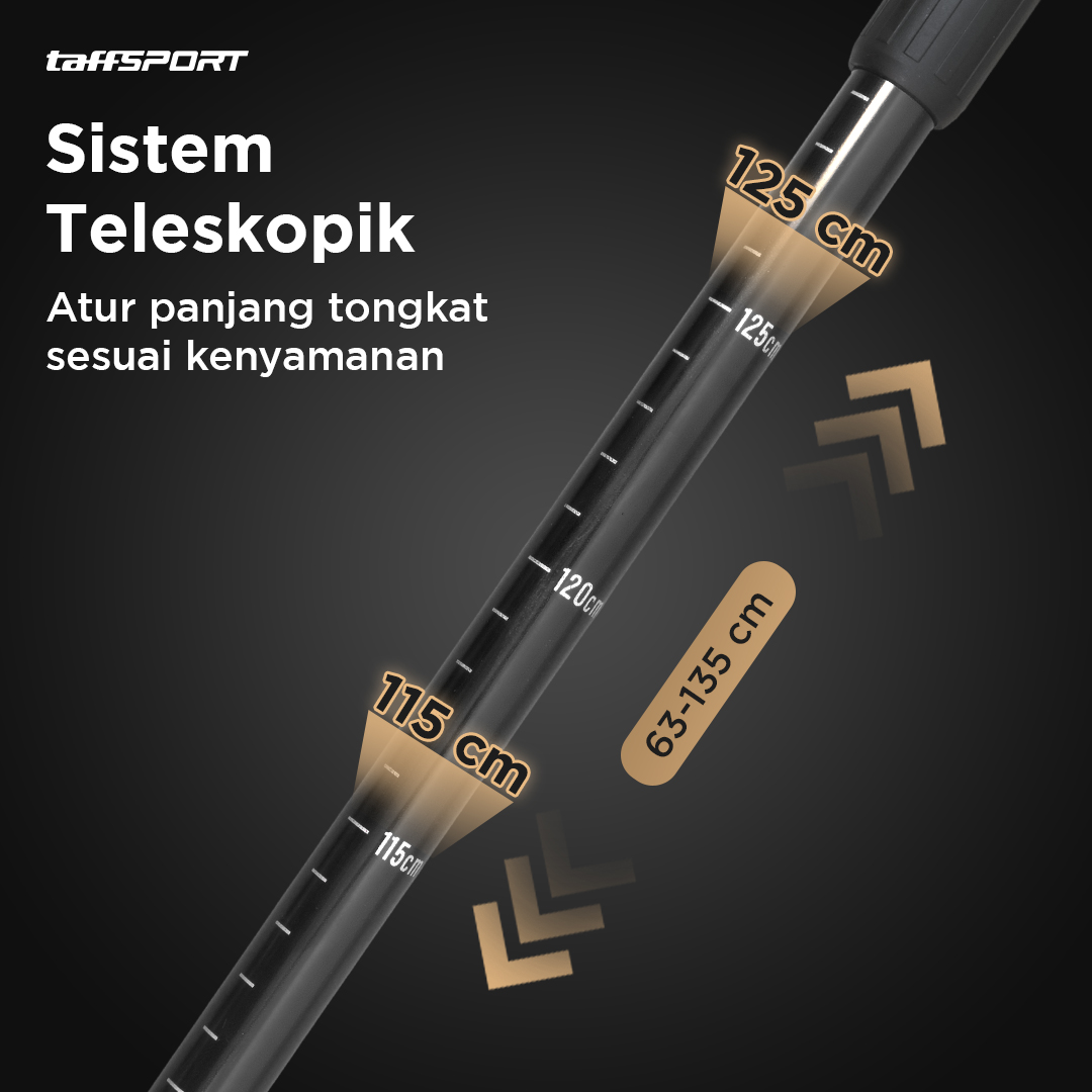 Gambar produk TaffSPORT Tongkat Hiking Telescopic Trekking Pole Aluminium 135cm - X-11
