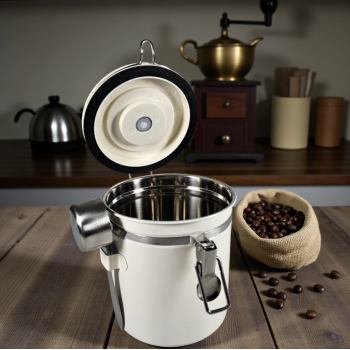 Gambar produk One Two Cups Toples Stainless Biji Kopi Rekam Tanggal Storage Jar 1.5L - MSS19