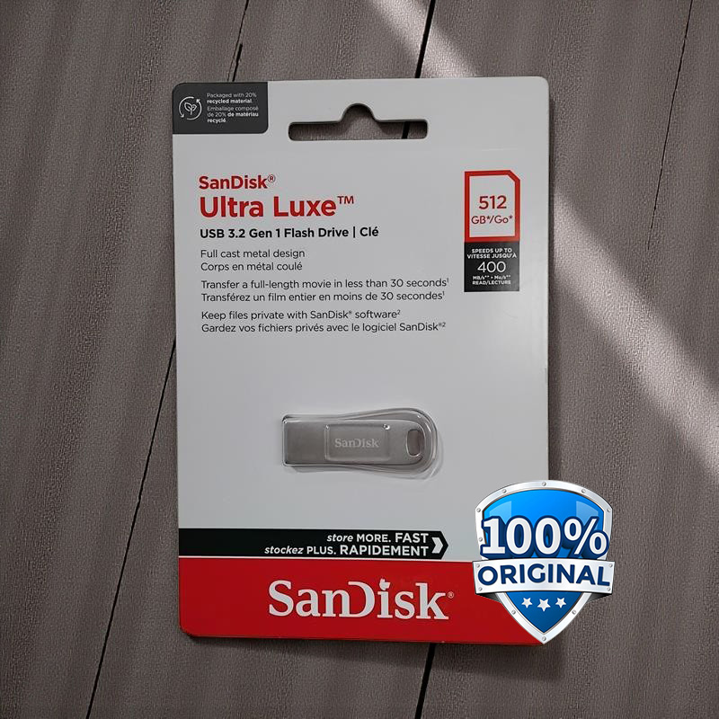 SanDisk Ultra Luxe Flashdisk USB 3.2 Gen 1 512GB - SDCZ74 Gambar produk SanDisk Ultra Luxe Flashdisk USB 3.2 Gen 1 512GB - SDCZ74