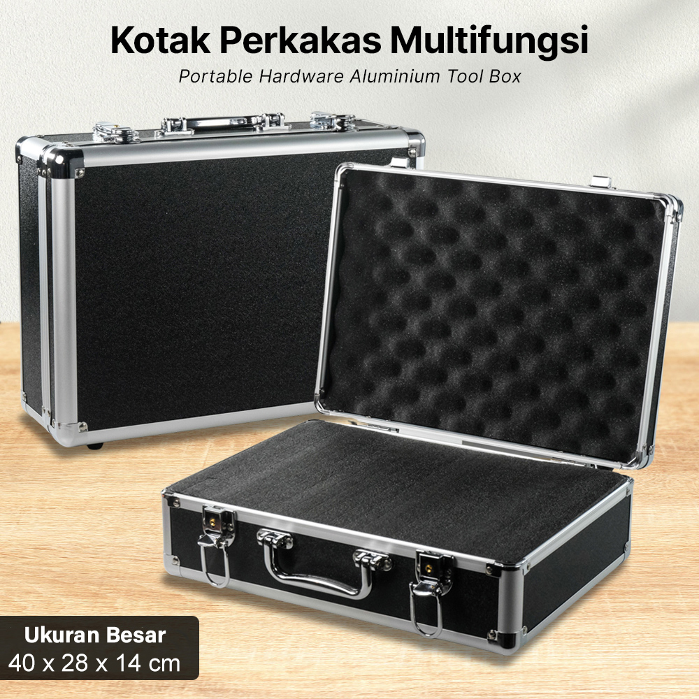 Fnicel Kotak Perkakas Multifungsi Portable Hardware Aluminium Tool Box Besar - Le01 Gambar produk Fnicel Kotak Perkakas Multifungsi Portable Hardware Aluminium Tool Box Besar - Le01