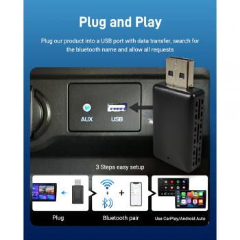 Gambar produk ACODO Dongle Wireless Carplay Android Auto Bluetooth 5.0 WiFi 5.8GHz - A50