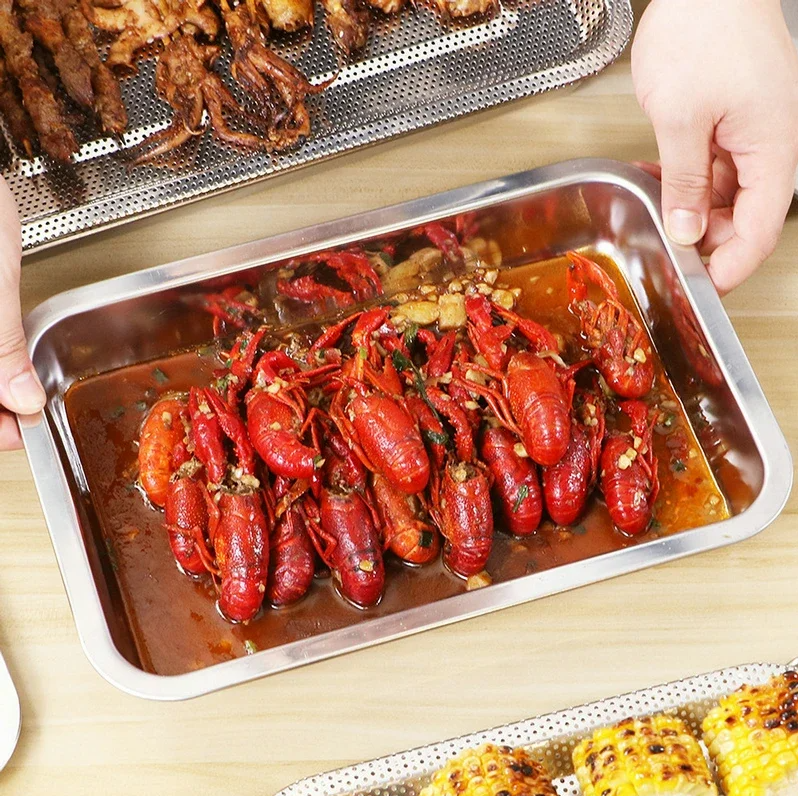 Gambar produk Panina Tray Baki Nampan Makanan Food Container Kitchen Stainless 304 27x20x4.8cm - PN50