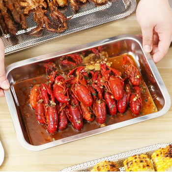 Gambar produk Panina Tray Baki Nampan Makanan Food Container Kitchen Stainless 304 27x20x4.8cm - PN50