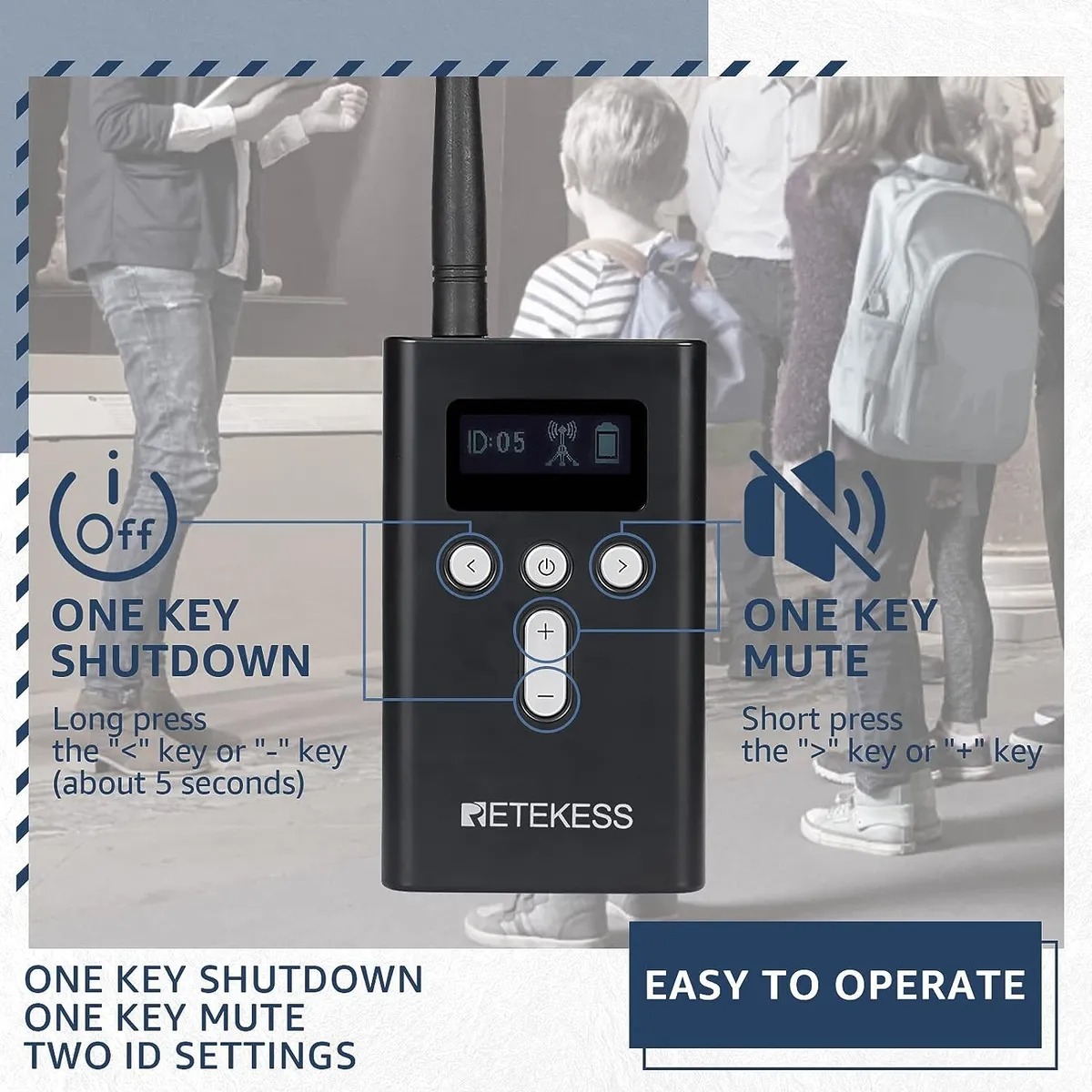 RETEKESS Audio Tour Guide Wireless Transmitter 49 Channel Mic 4200mAh - T130S Gambar produk RETEKESS Audio Tour Guide Wireless Transmitter 49 Channel Mic 4200mAh - T130S