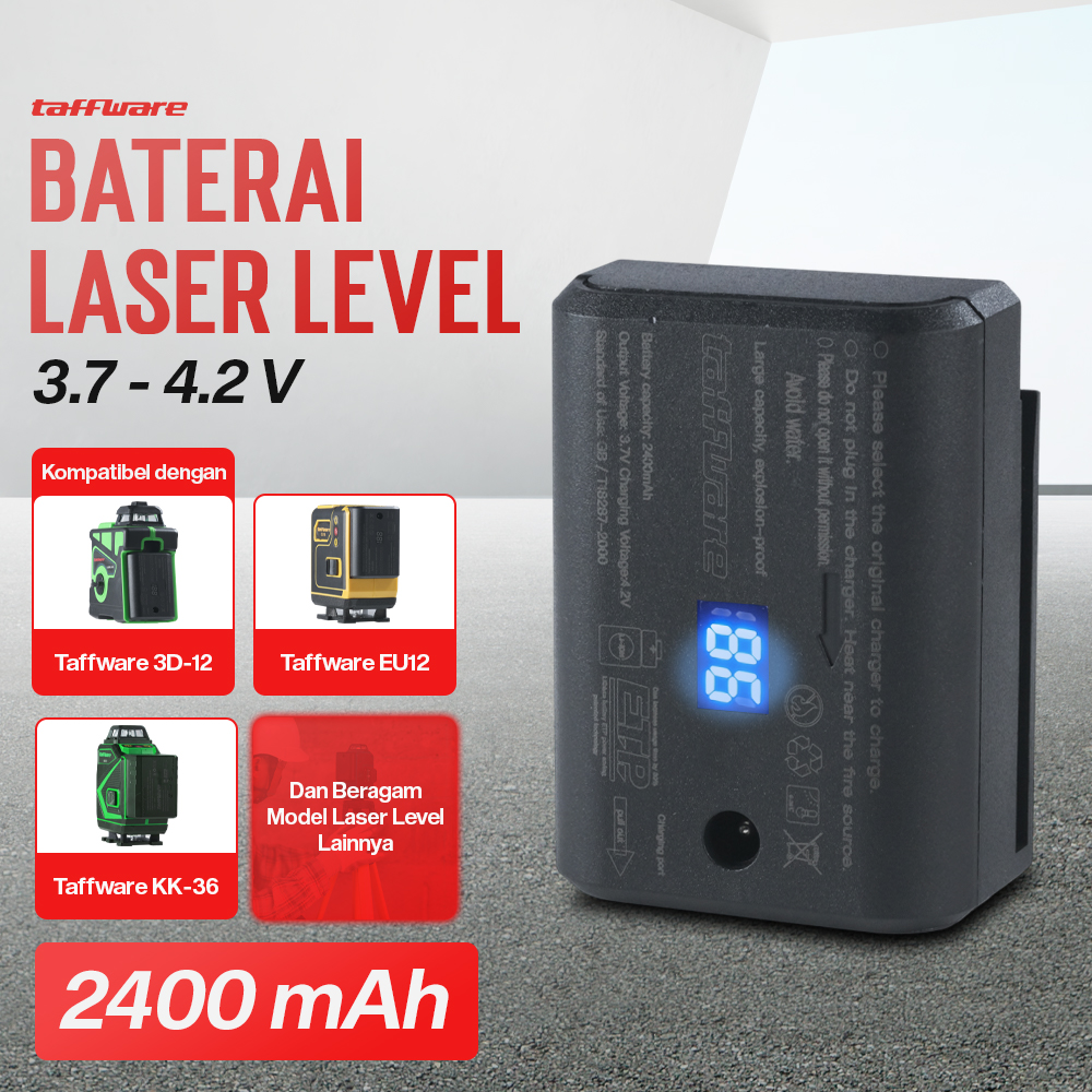 Taffware Baterai Laser Level 3D Rechargeable Battery with LED Display 2400mAh - BM03 Gambar produk Taffware Baterai Laser Level 3D Rechargeable Battery with LED Display 2400mAh - BM03