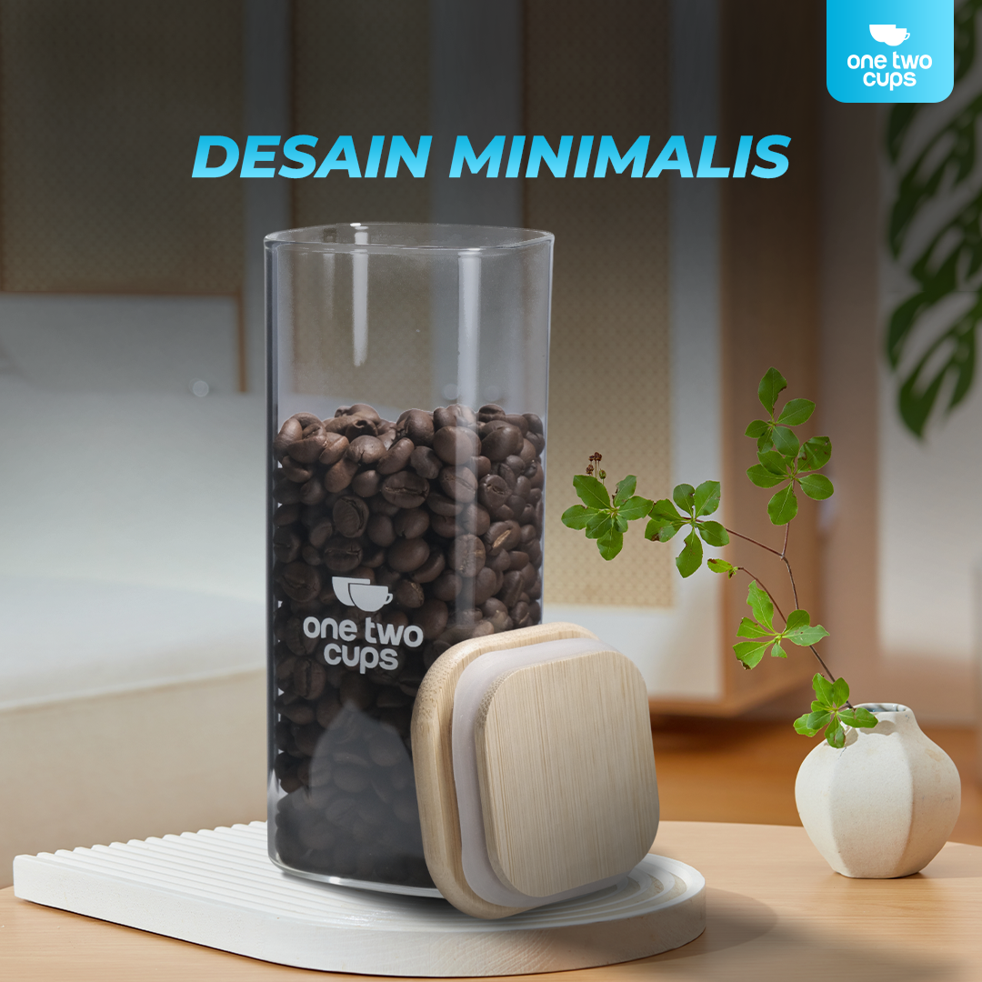 Gambar produk One Two Cups Toples Kaca Penyimpanan Makanan Kedap Udara Storage Jar 450ml - HC1019