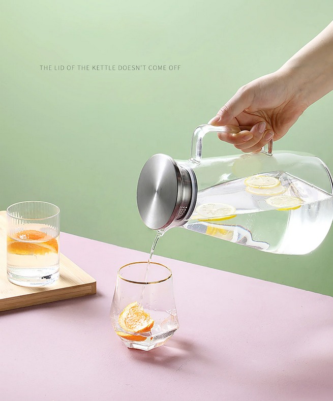 Gambar produk One Two Cups Teko Pitcher Kaca Tahan Panas Api Water Jug 1.9L - SL330