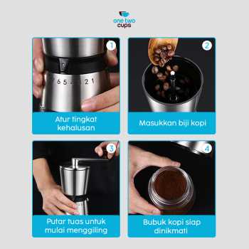 One Two Cups Alat Penggiling Kopi Manual Coffee Grinder 8 Gear - HY8 Gambar produk One Two Cups Alat Penggiling Kopi Manual Coffee Grinder 8 Gear - HY8